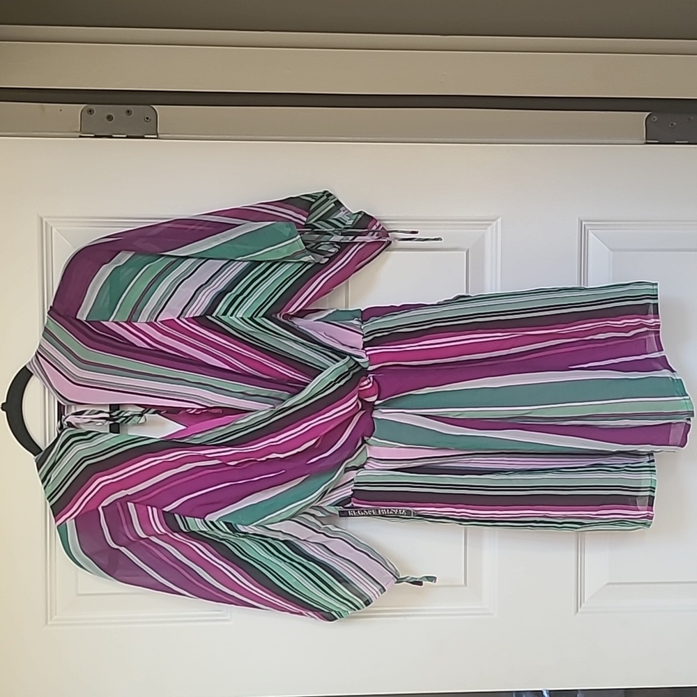 Striped Kimono Romper in Magenta Madness; NY & Co; NWT (Sm AND Med) - Picture 3 of 5